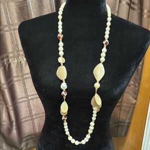 Chico's Gold and Cream Beaded Necklace